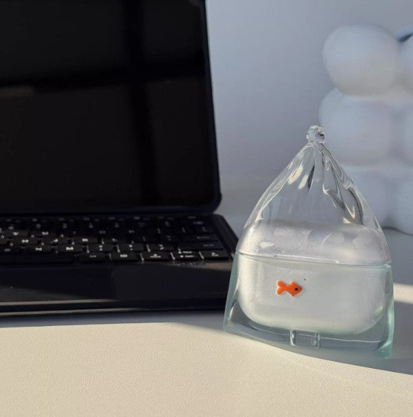 Transparent Soft Silicone Not Easy To Touch Gray Goldfish Earphone Case Protective Cover