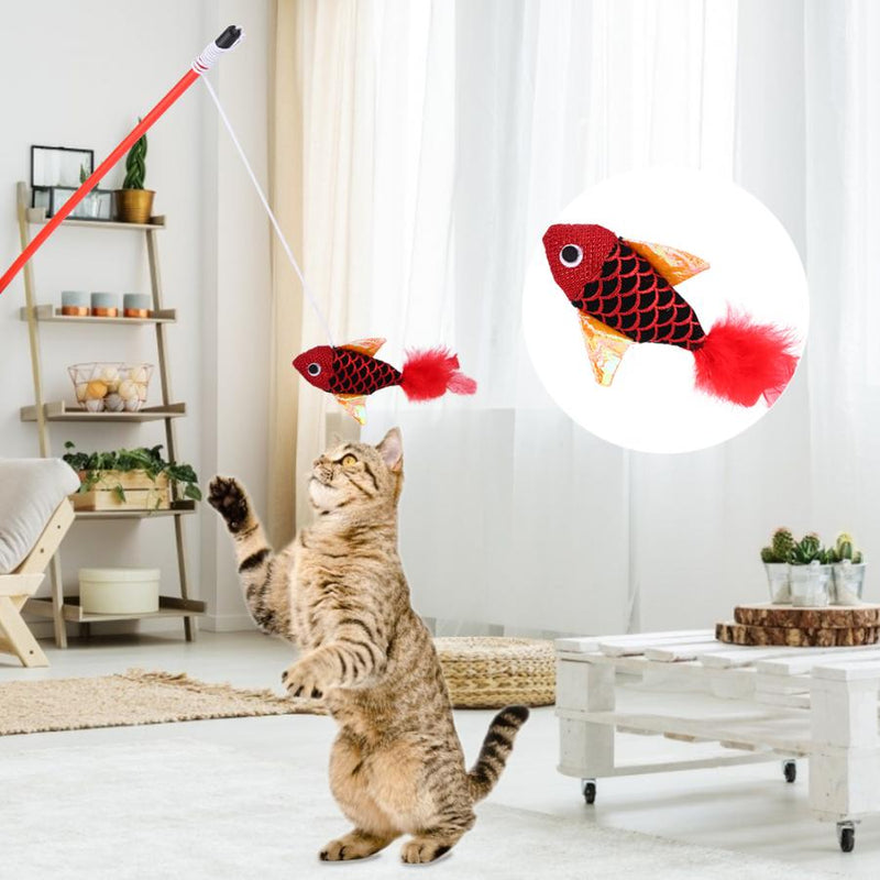 Lustige Katzenangel mit Fischmuster