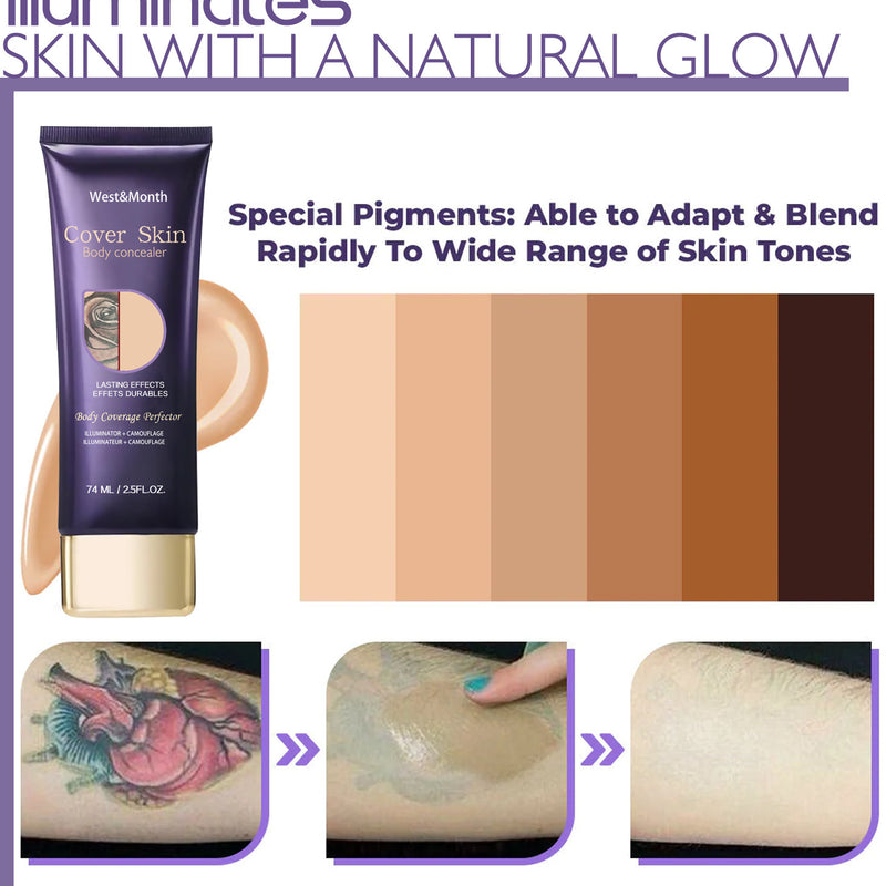 West & Month Body Concealer Waterproof Cover Tattoo Scar Birthmark Scar Invisible Body Concealer
