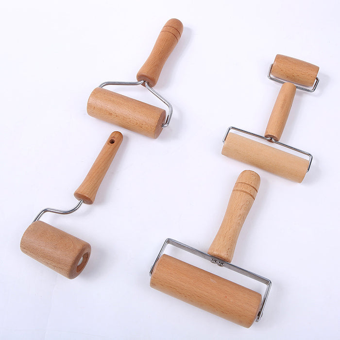 Factory direct selling cross border beech roller rolling pin household double head diamond painted pancake anti skid beech pizza pancake