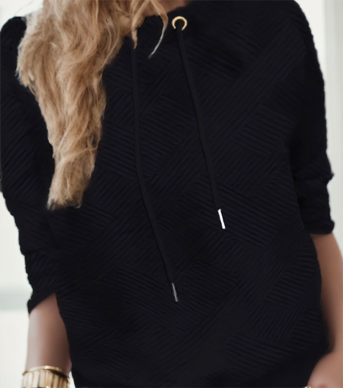 Neck Drawstring Pullover Sweatshirt
