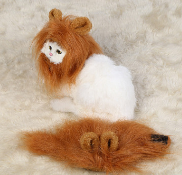 Lustiger Tierhut für kleine Hunde Katzen Hut Emulation Löwenhaarmähne Ohren Kopf Kappe Schal Tier Halloween Festival Kostüm