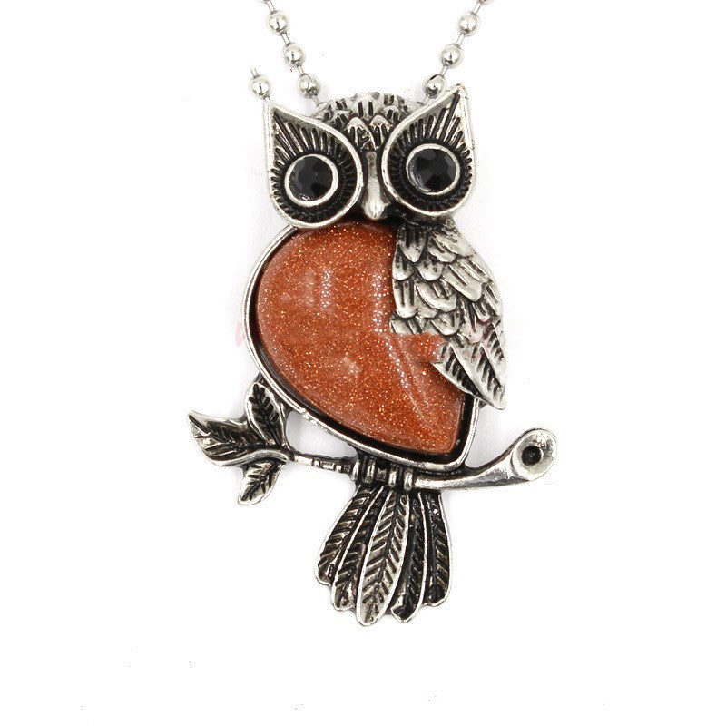 Natural Crystal Vintage Owl Pendant Pendant