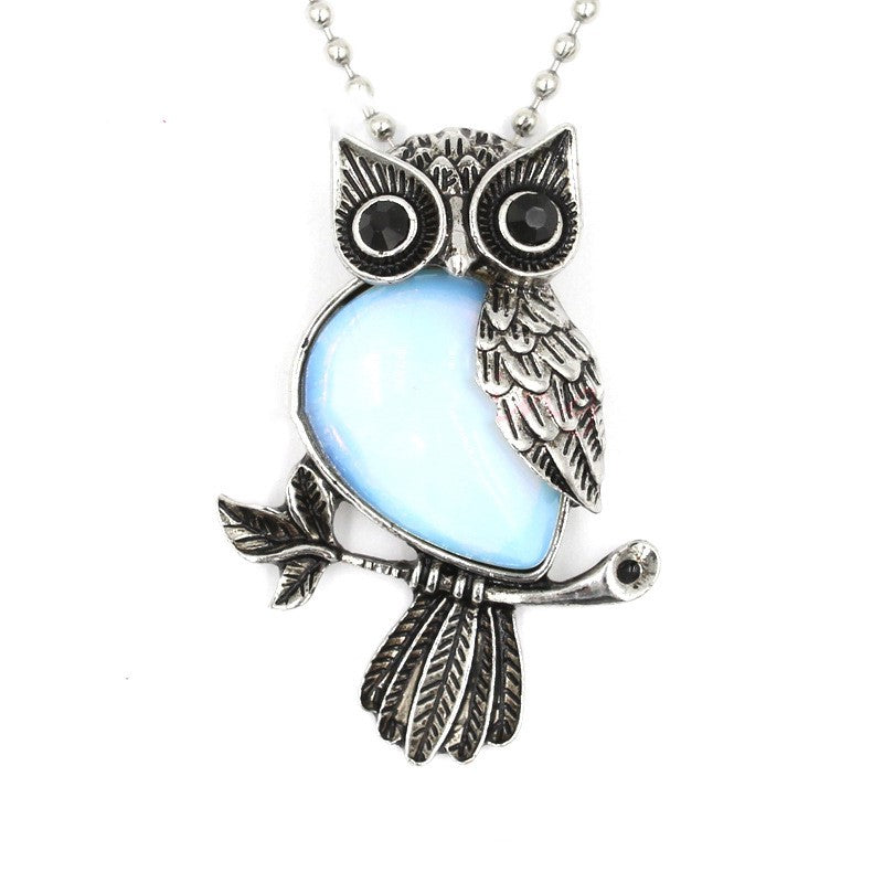 Natural Crystal Vintage Owl Pendant Pendant