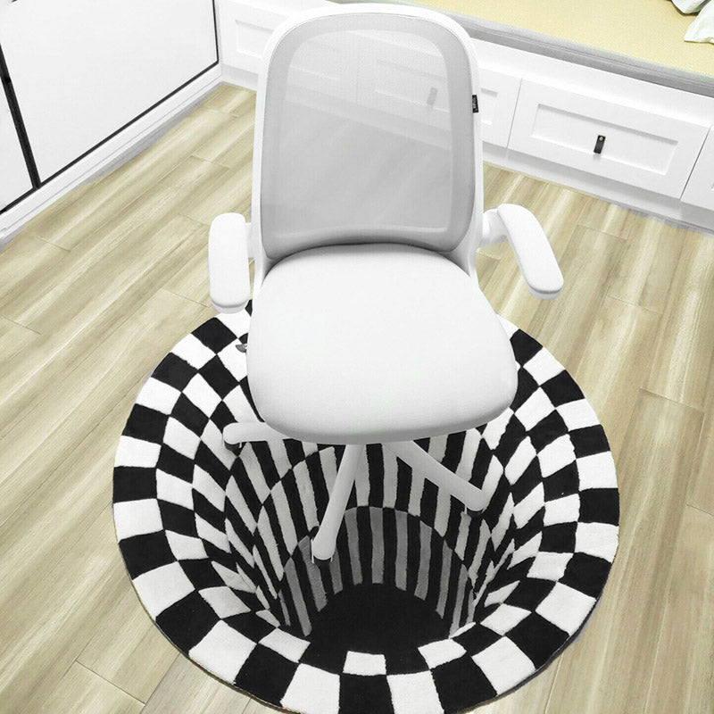 3D Vortex Teppich Schwarz Weiß Gitter Bodenloses Loch Illusion Teppich Wohnzimmer Schlafzimmer Anti-Rutsch Fußmatten Home Fashion Teppich