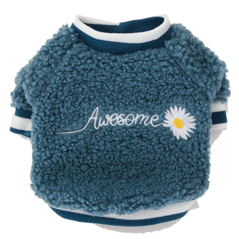 Warmer Teddy-Mantel mit Hundepfoten-Stickerei
