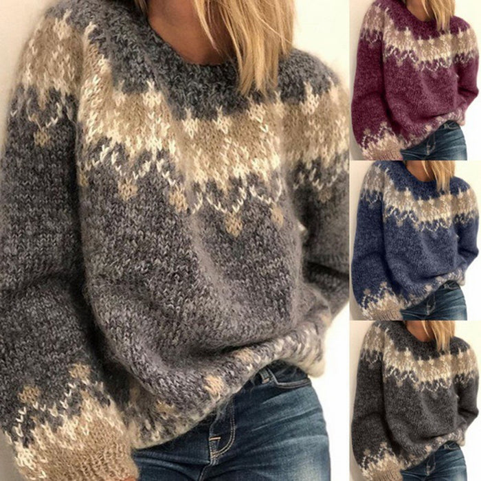 Knitted flower women's sweater