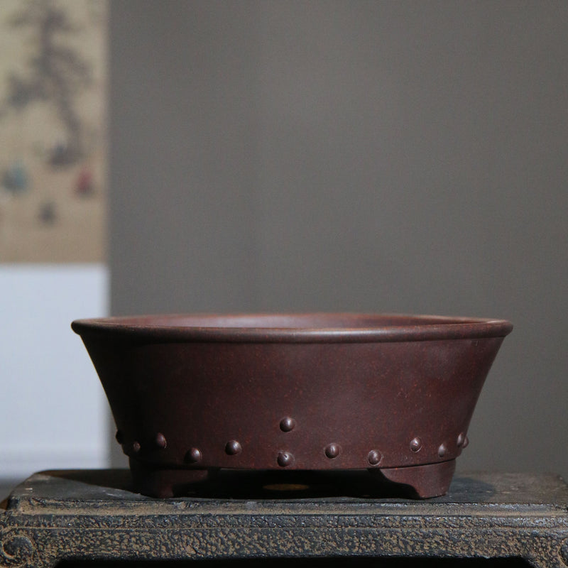 Purple Sand Flower Pot Round Drum Ding Drum Point Round Bowl Basin Raw Ore Mud Material Bonsai Basin