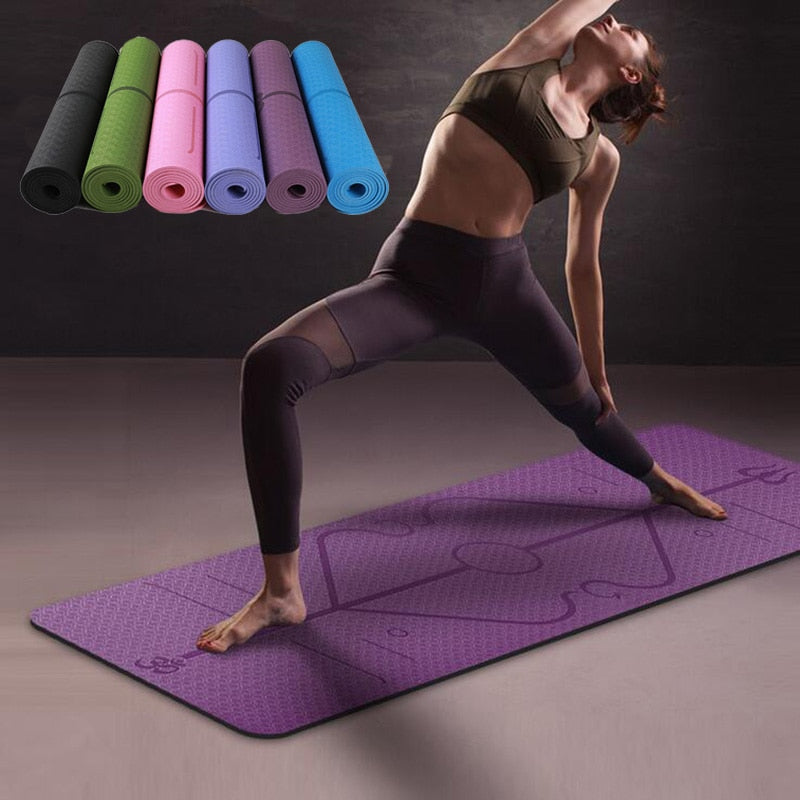 Rutschfeste TPE-Yogamatte mit Ausrichtungslinien für Anfänger