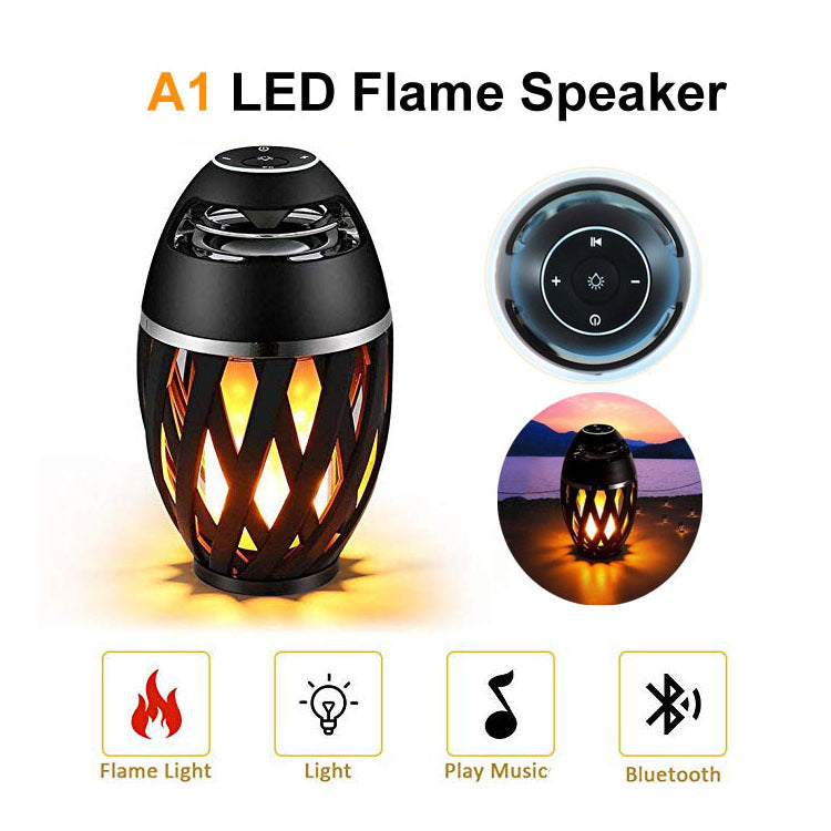 Coluna Bluetooth com Efeito de Chama para Decoração de Casa