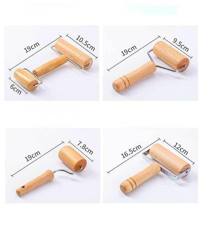 Factory direct selling cross border beech roller rolling pin household double head diamond painted pancake anti skid beech pizza pancake