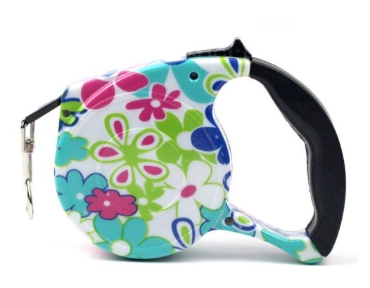Großhandel Haustierprodukte automatische ausziehbare Hundeleine 5 Meter schwarz Griff mit Aufdruck Laufleine für kleine und mittelgroße Hunde