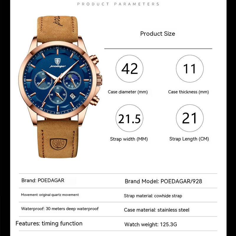 Waterproof Men's Quartz Watch Multifunctional