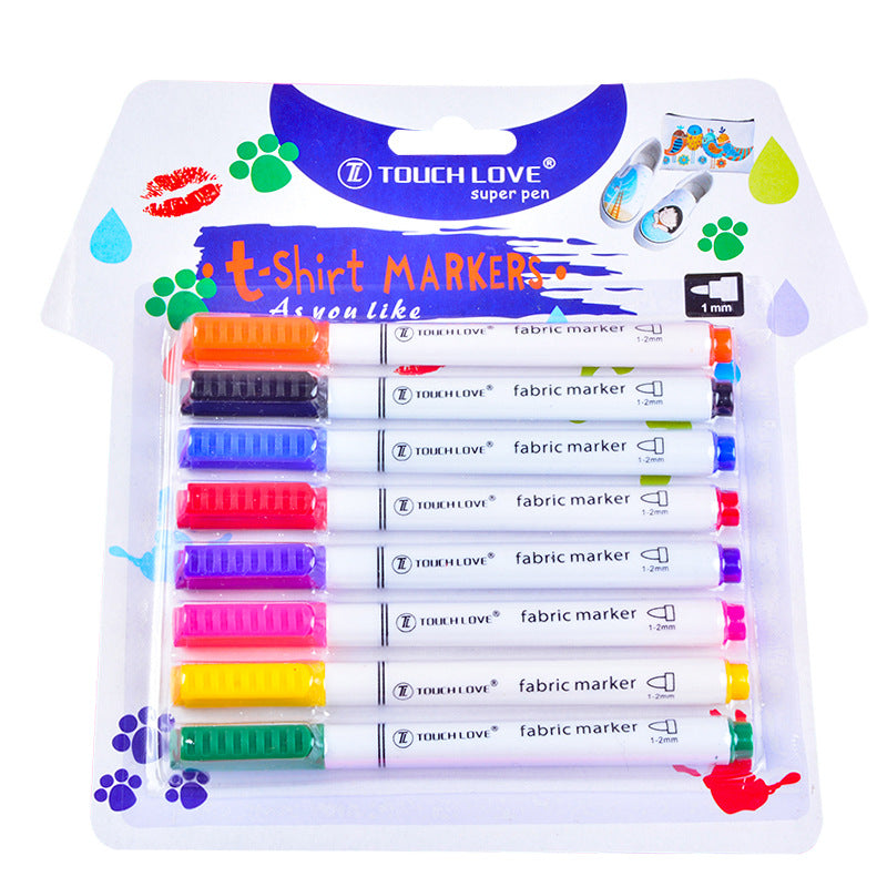 Conjunto de 8 Canetas de Pintura para Tecido/Marcadores Têxteis