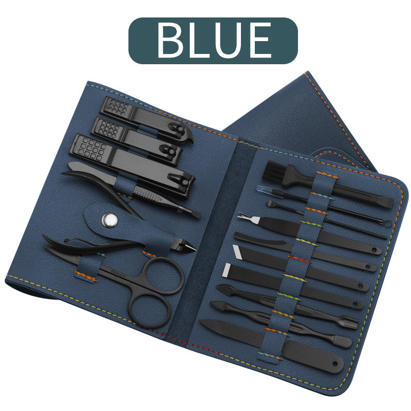 16-teiliges Set Nagelknipser Schneider Trimmer Ohrlöffel Pflegeset Maniküre-Set Pediküre Zehennagel-Kunst-Werkzeug-Set mit Tasche