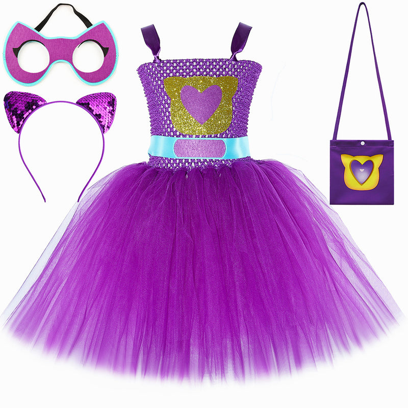 Super Cat Dress Children Cartoon Tulle Skirt Performance Wear