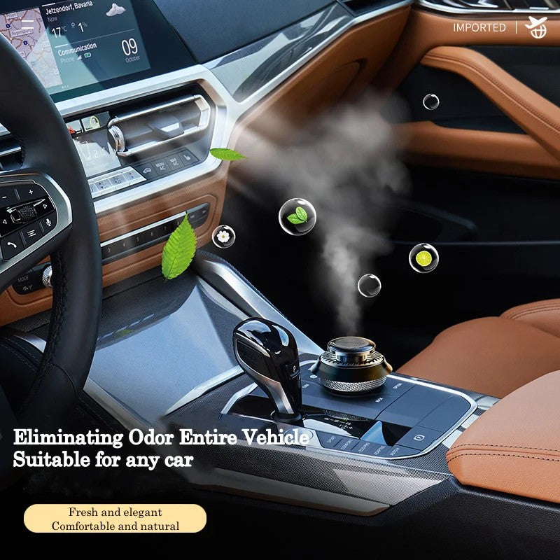 Ambientador de Ar Cinético Portátil para Carro com Alimentação Solar, Difusor de Perfume com Rotação de Anel Duplo e Purificador de Ar