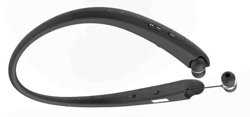 Auscultadores Bluetooth Sem Fios com Fita de Pescoço, Fio Retrátil, Chamadas Mãos-Livres e Som Estéreo para Desporto