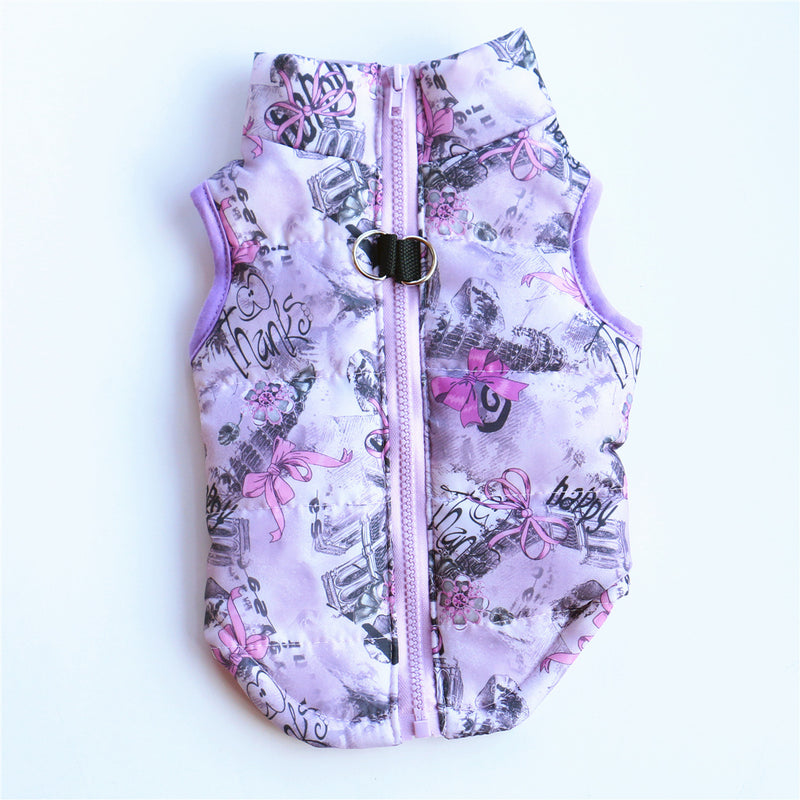 Pet clothing autumn and winter pet puppy jacket vest traction buckle