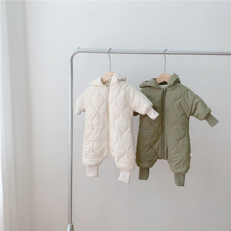 Roupa de inverno quente e acolchoada de bebé para menino e menina com padrão de urso