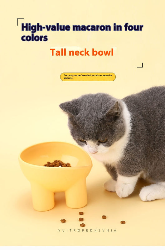 Pet Bowl Cute Cat Basin Double Bowl Neck Protection High Leg Anti-tumble
