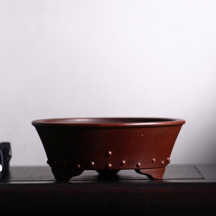 Purple Sand Flower Pot Round Drum Ding Drum Point Round Bowl Basin Raw Ore Mud Material Bonsai Basin