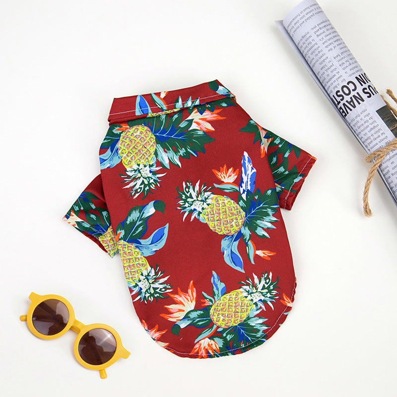 Pet Clothes Teddy Bichon Pomeranian Jarre Aero Bull Cat Dog Summer Thin Large Dog Pet Hawaiian Shirt