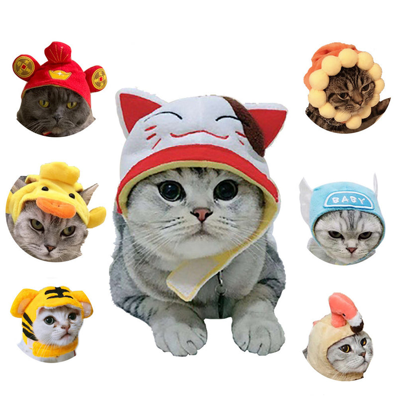 Divertido disfarce de cão e gato, gorro quente, adereço para fotos, acessório de cabeça