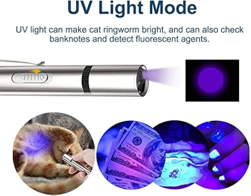 Apontador laser para gatos, brinquedo interativo com luz em forma de rato para gatos de interior, varinha para manter o seu gato entretido, ideal para gatinhos, gatos e cães brincarem e perseguirem.