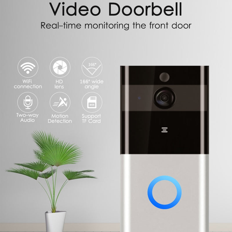 Marlboze 720P WIFI Visual Doorbell Wireless Intercom Doorbell PIR Motion Detection Night View SD card Video Smart Doorbell Ring