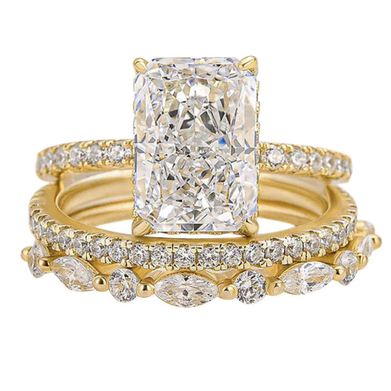 Conjunto de anel de zircônia com corte de flor de gelo super brilhante em prata esterlina S925
