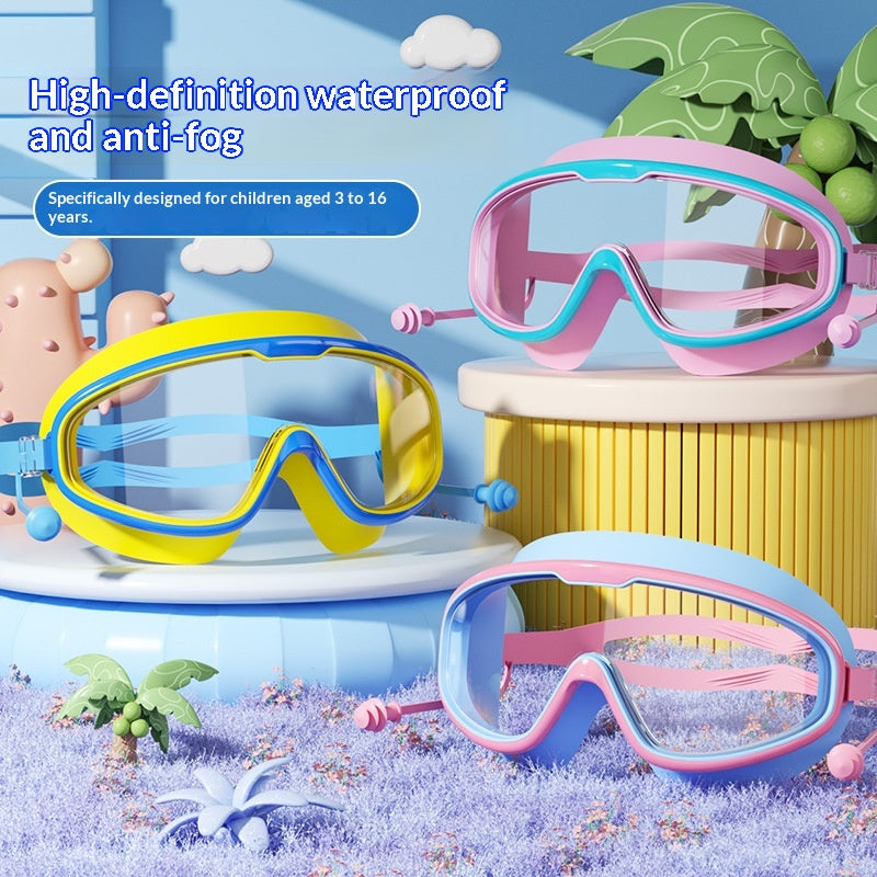 Kids Large-Frame Waterproof And Anti-Fog Swimming Goggles