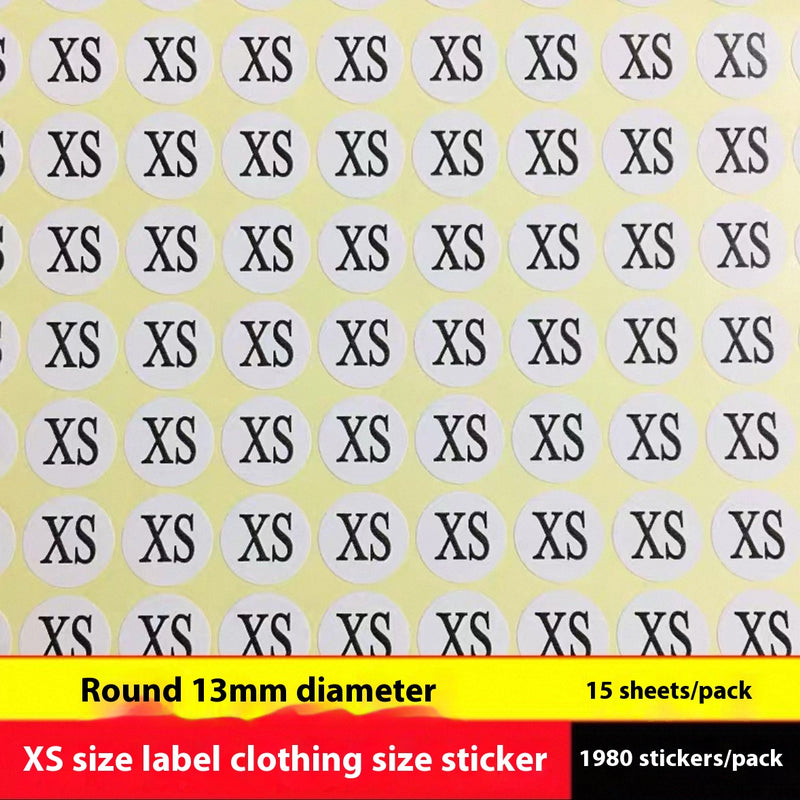 Clothes Size Sticker Digital Adhesive Sticker