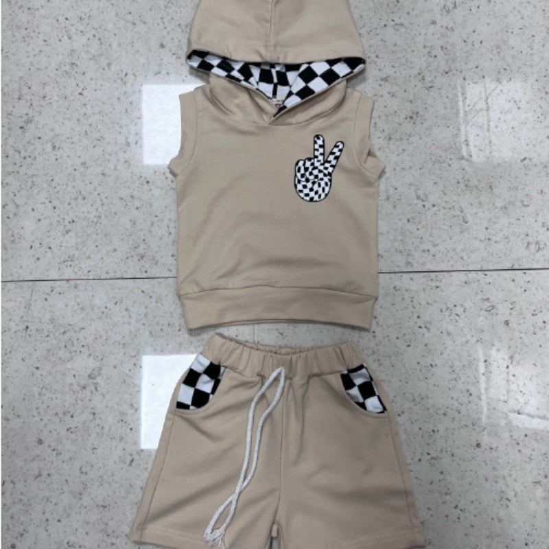 Hooded Sleeveless Shorts Set