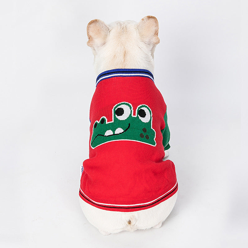 Roupa de cão para outono e inverno, camisola vermelha nova para animais de estimação