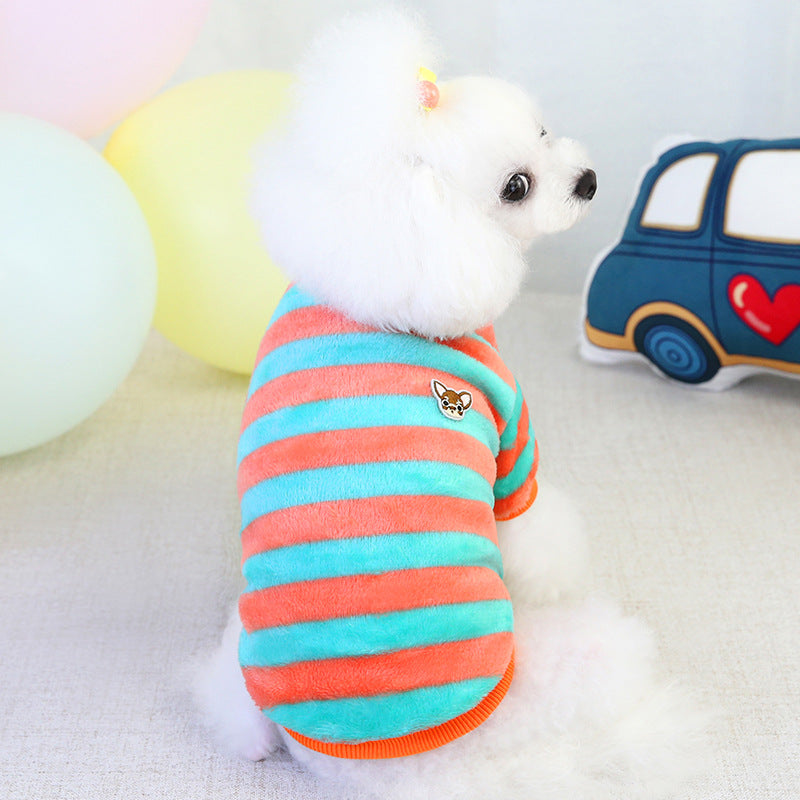 Roupa Quente de Inverno para Cão Bichon e Gato, Velo Arco-Íris