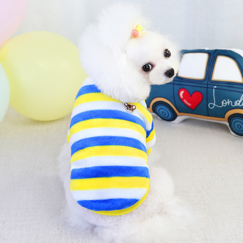 Roupa Quente de Inverno para Cão Bichon e Gato, Velo Arco-Íris