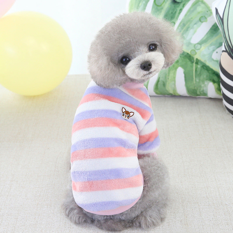 Roupa Quente de Inverno para Cão Bichon e Gato, Velo Arco-Íris