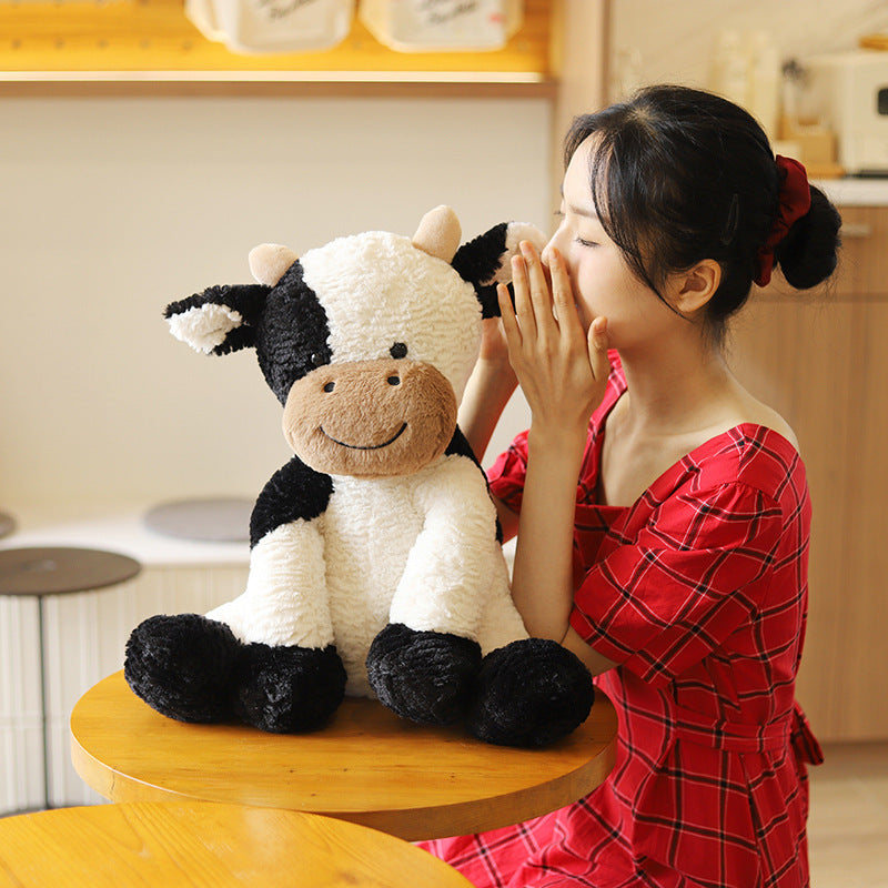 Brinquedo Peluche de Vaca Sentada Fofinha Boneco de Peluche de Vaca Venda por Grosso Mascote do Ano do Boi