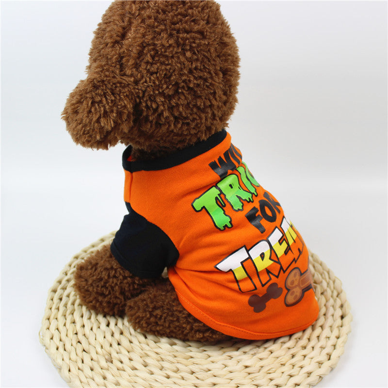 Hundekleidung Frühjahr- und Sommerkleidung Cartoon-Print T-Shirt Teddy Bichon Haustierkostüm Großhandel Haustier Halloween-Kleidung