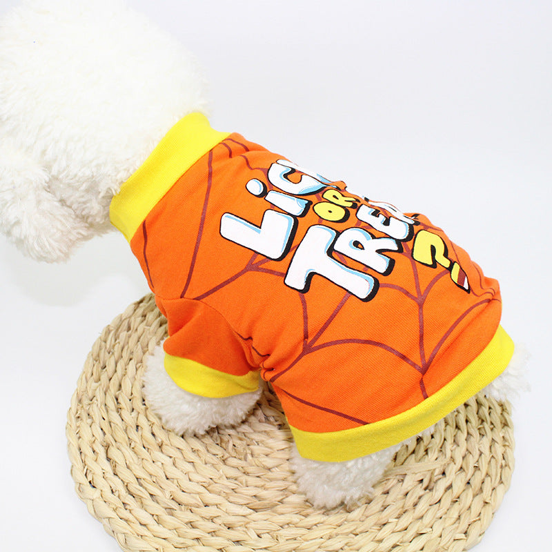 Hundekleidung Frühjahr- und Sommerkleidung Cartoon-Print T-Shirt Teddy Bichon Haustierkostüm Großhandel Haustier Halloween-Kleidung