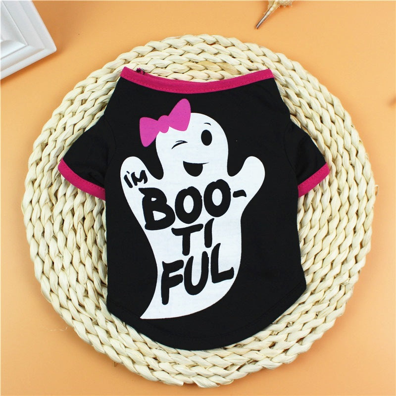 Hundekleidung Frühjahr- und Sommerkleidung Cartoon-Print T-Shirt Teddy Bichon Haustierkostüm Großhandel Haustier Halloween-Kleidung