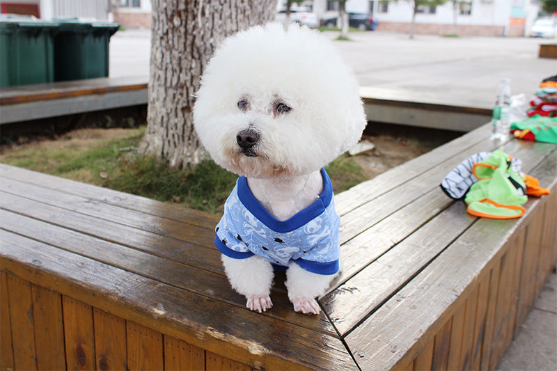 Hundekleidung Frühjahr- und Sommerkleidung Cartoon-Print T-Shirt Teddy Bichon Haustierkostüm Großhandel Haustier Halloween-Kleidung