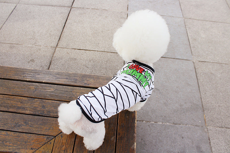 Hundekleidung Frühjahr- und Sommerkleidung Cartoon-Print T-Shirt Teddy Bichon Haustierkostüm Großhandel Haustier Halloween-Kleidung