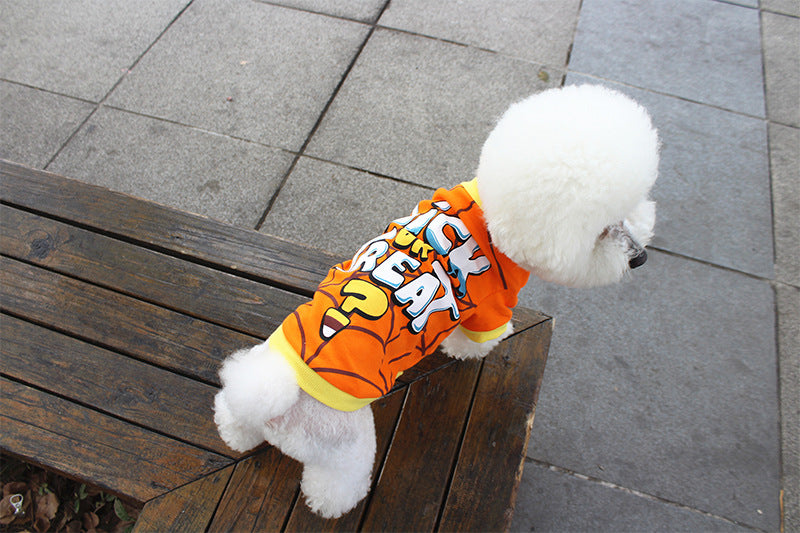Hundekleidung Frühjahr- und Sommerkleidung Cartoon-Print T-Shirt Teddy Bichon Haustierkostüm Großhandel Haustier Halloween-Kleidung