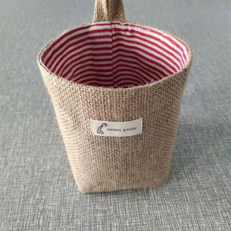 Cotton And Linen Creative Storage Hanging Bag Wall Behind The Door Desktop Debris Jute Storage Bag