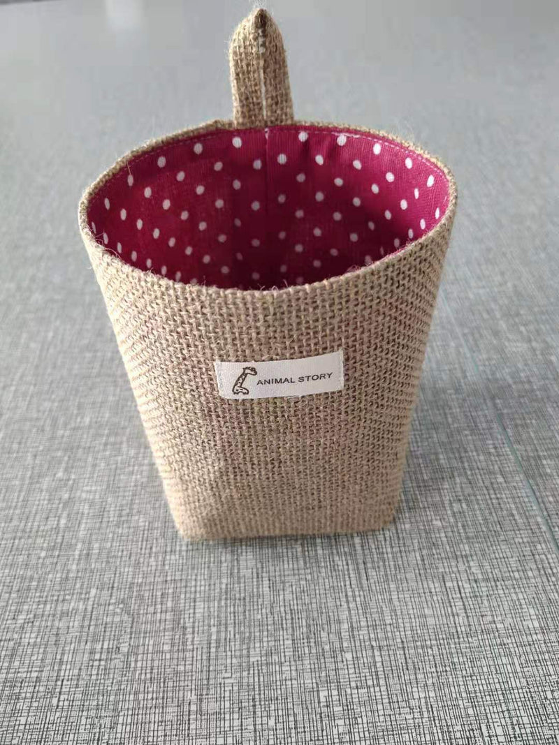 Cotton And Linen Creative Storage Hanging Bag Wall Behind The Door Desktop Debris Jute Storage Bag