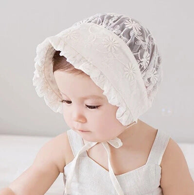Baby Girl Fetal Cap, Children's All-Match Sunshade Hat, Lace Sun Basin Hat, Autumn Princess Fisherman Hat