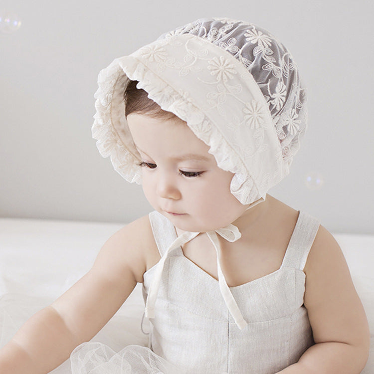 Baby Girl Fetal Cap, Children's All-Match Sunshade Hat, Lace Sun Basin Hat, Autumn Princess Fisherman Hat