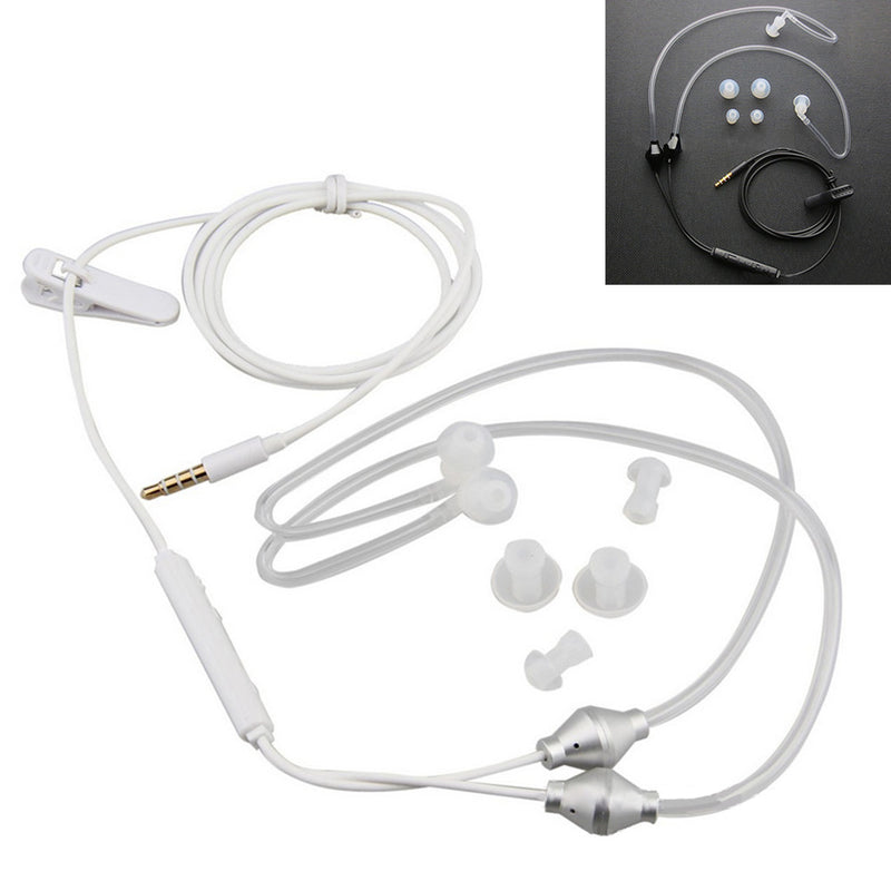 Auscultadores de saúde para telemóvel com microfone, auriculares intra-auriculares bilaterais com tubo de ar, auriculares de saúde inofensivos